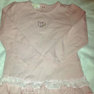 AUTH. Gucci Pink Stretch Cotton Ruffle Hem Dress