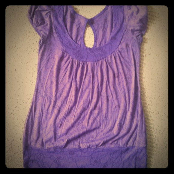 Roxy purple art floral design top size small