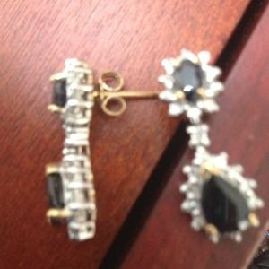 Sapphire and diamond drop earrings set in gold