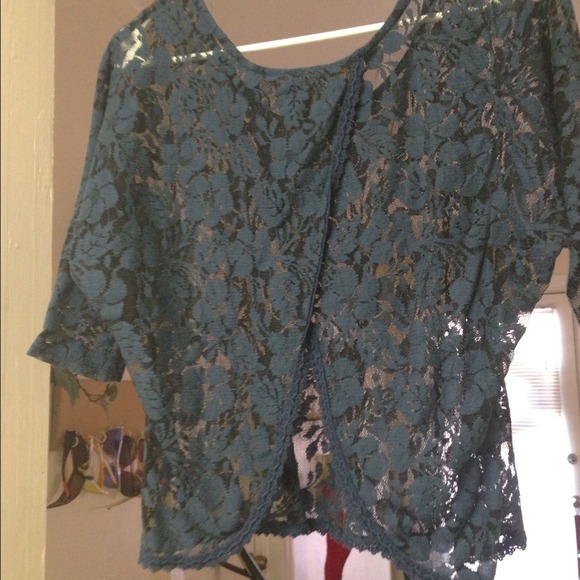 Navy Blue lace top that splits in the back