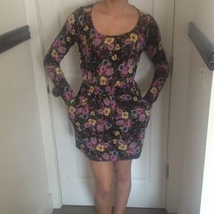 floral open back dress.