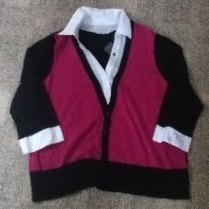 Black and pink knit with collar