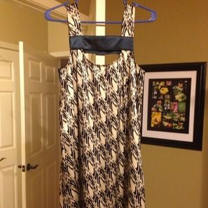 Black/white and navy print dress