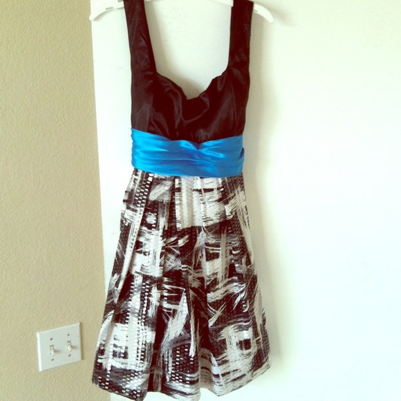 Blue black and white dress