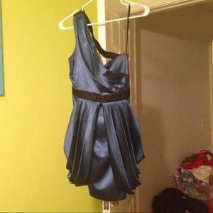 Blue one shoulder cocktail dress