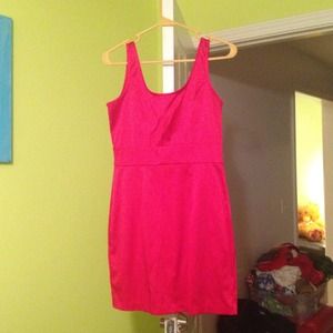 Hot pink cocktail dress with back bow detail