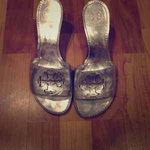 Authentic Silver Tory Burch Heels