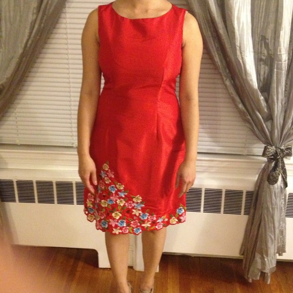 Custom made silk red dress