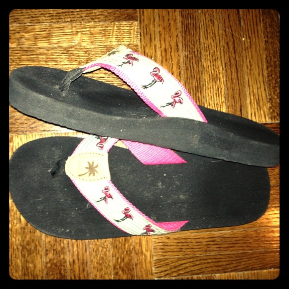 <SOLD> flamingos, blue seersucker