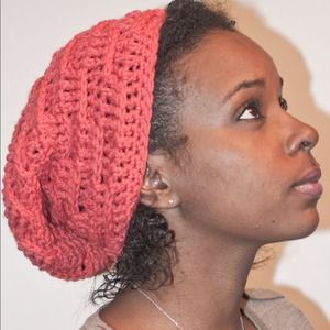 Handmade Coral Crocheted Beanie