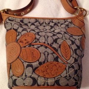 Denim and leather Coach handbag. Excellent cond.