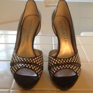 Checkerboard peep toe pumps size 9