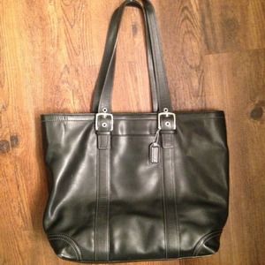 Black Coach leather tote ON HOLD UNTIL 6/15.