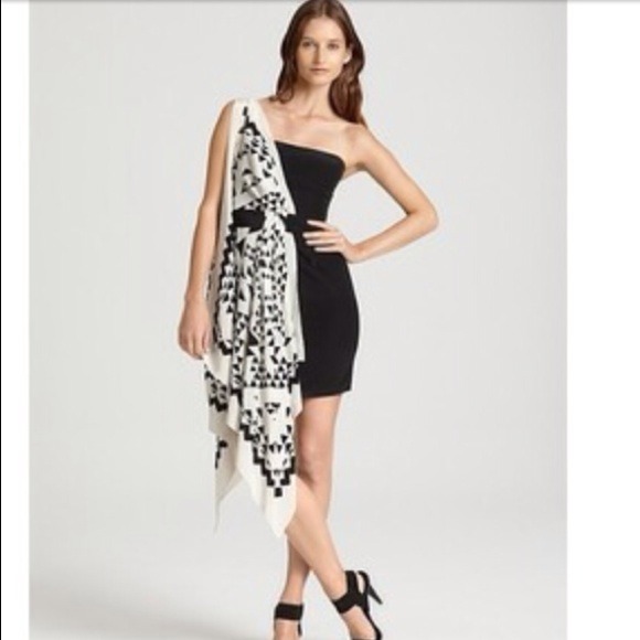 BCBGMaxAzria Dresses & Skirts - BCBG Max Azria One-Shoulder Printed Scarf Dress