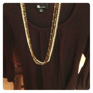 Long gold and brown necklace