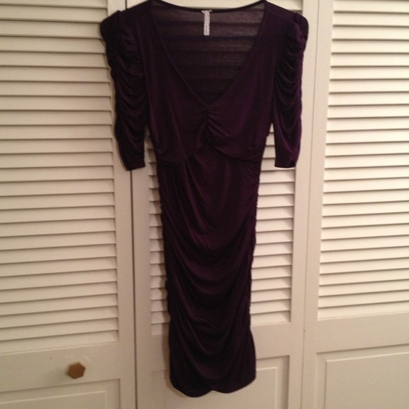 Plum long ruched dress/long shirt.
