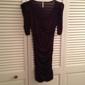 Plum long ruched dress/long shirt.