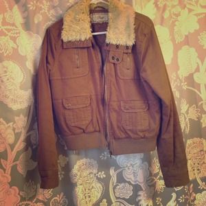 Cute Brown with Faux Fur collar!