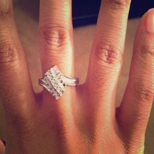 Princess cut sterling silver ring