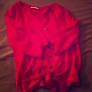 SOLD IN BUNDLE! Hot Pink Tie Blouse