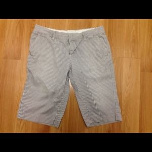 Blue and white pinstripe shorts