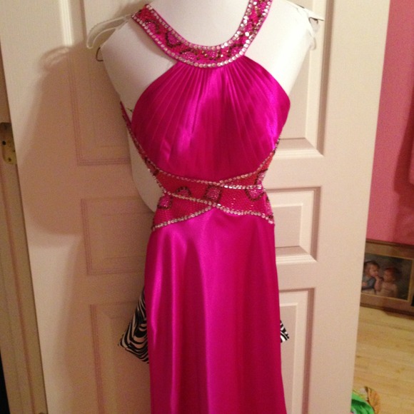 Hot pink evening gown