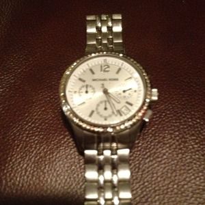 Michael Kors silver boyfriend watch.