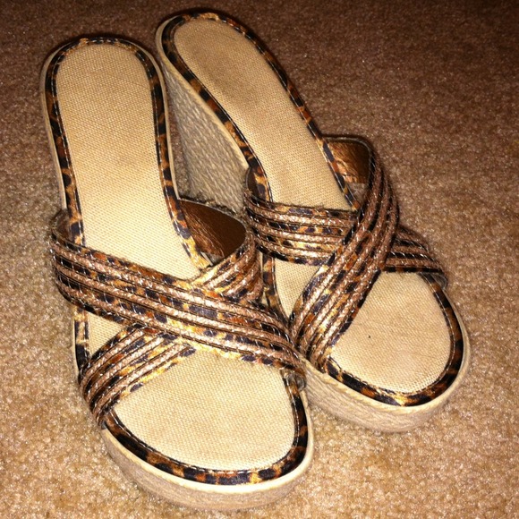 Nine West animal print wedges