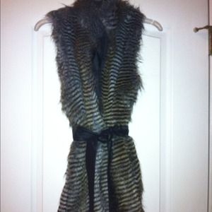 Faux fur belted vest. SALE