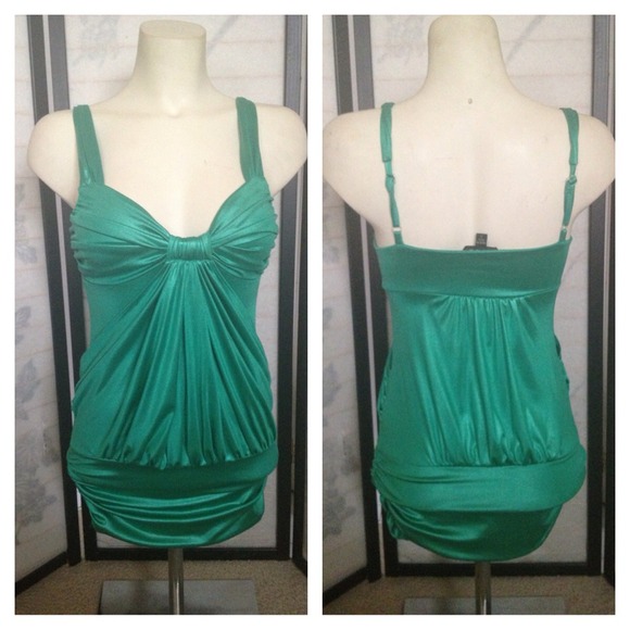 RSRVE Bebe Sexy Emerald Green Satin Tunic Small - Picture 1 of 4