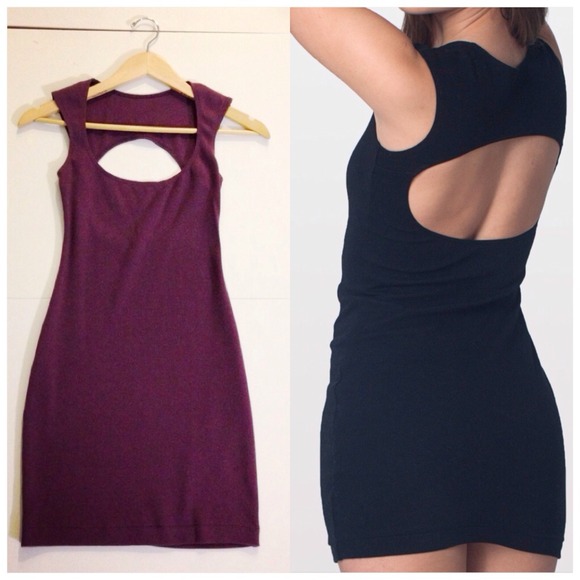 American Apparel Eggplant Cutout Bodycon Dress