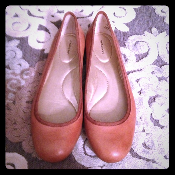 Land's End Tan Leather Flats