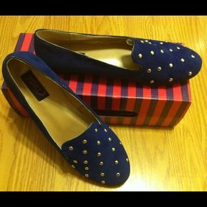 Gator Blue Flat shoes with Studs