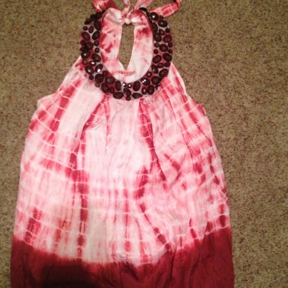 Cute beaded & tie dyed tank haulter