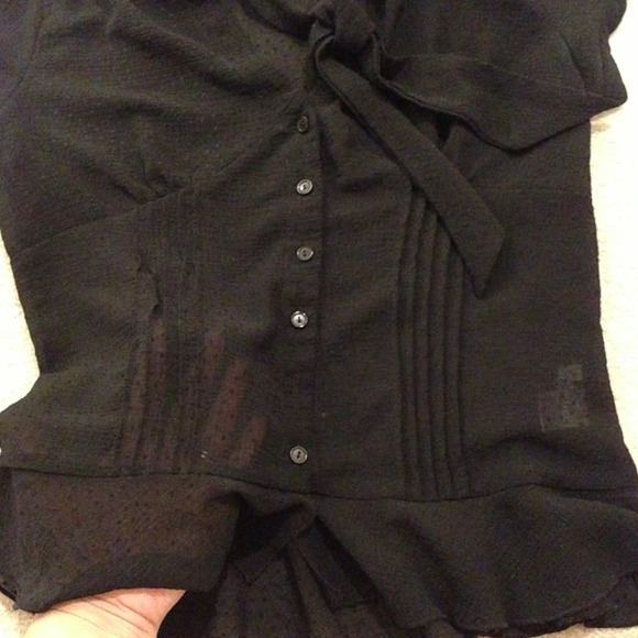 Sold in bundle!!! Black sheer top with tie - Picture 3 of 3