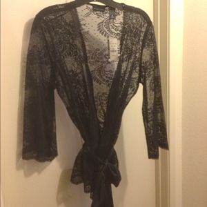 *Reduced*  Black Lace Top with Belt.  Brand New.