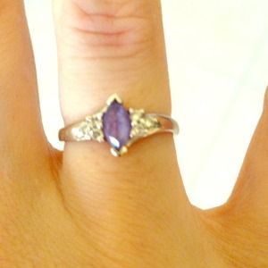 14K White Gold Tanzanite and diamond ring