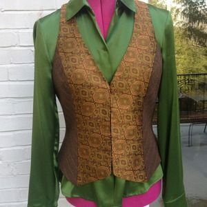 Stunning fitted vest! Brocade-mixed fabric
