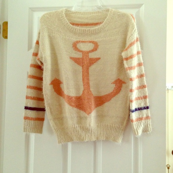 Sweaters - ⚓RESERVED for @alice93 Pink Striped Anchor Sweater
