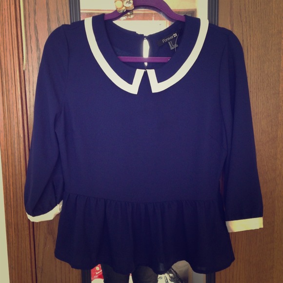 Navy blue peplum top