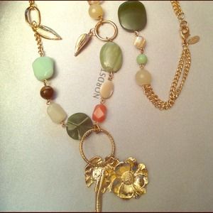 Turquoise charms gold necklace