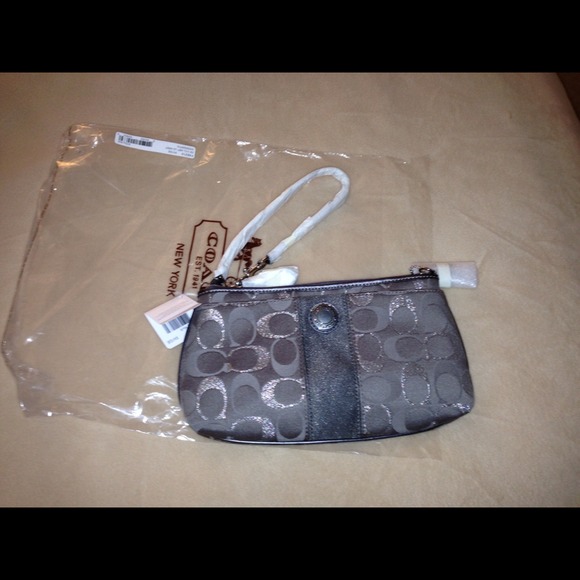 Authentic Coach Large Metallic wristlet