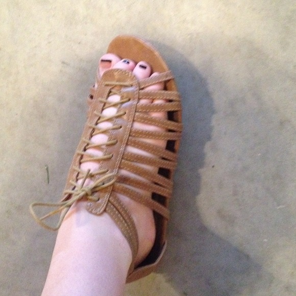 Brown tie sandals!