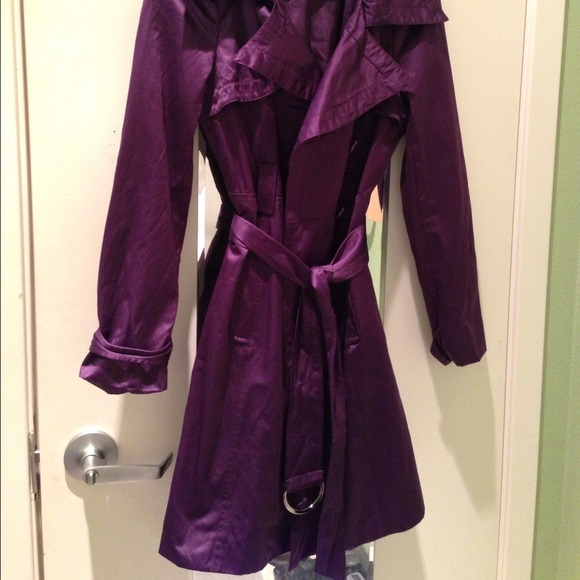 Bebe Purple Satin Trench coat - Picture 2 of 4