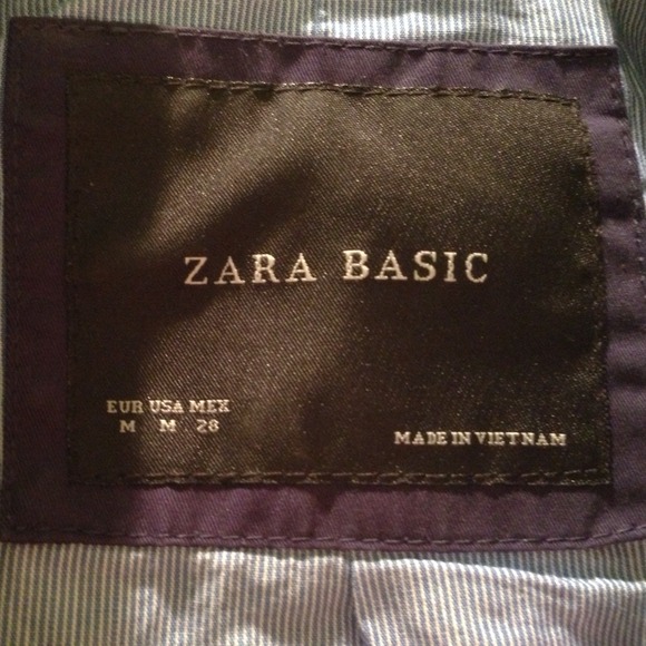 Zara blue cotton double breasted trench coat - Picture 2 of 4