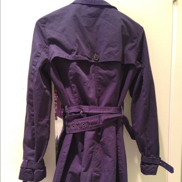 Zara blue cotton double breasted trench coat - Picture 3 of 4