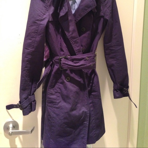 Zara blue cotton double breasted trench coat - Picture 4 of 4