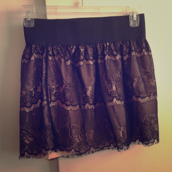 Pink & Black Lace Skirt