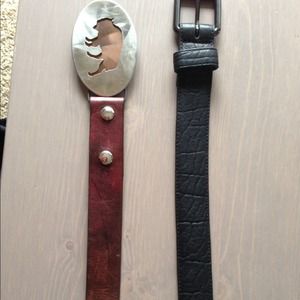 Two men's belts in custom bison hide. GORGEOUS!