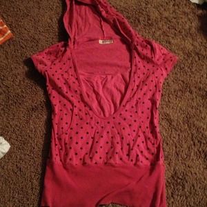 Pink polka dot hooded tee